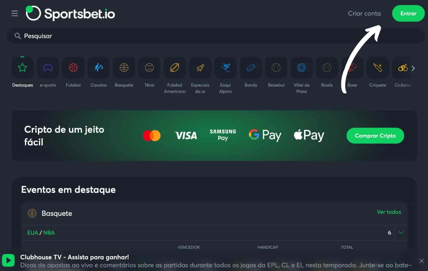 Sportsbet io Brasil registro e login no site oficial